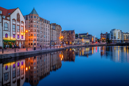 night view of leith by the riverの写真素材