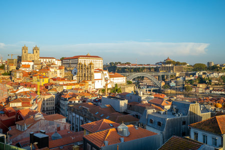 Skyline of Porto with Porto Cathedral in portugal