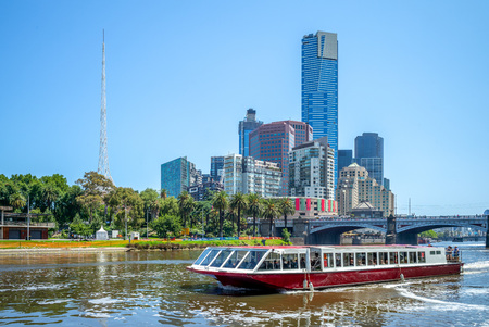 cruise on yarra river in melbourne, australiaの写真素材