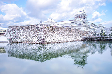 Landscape of Toyama Castle in the winterのeditorial素材