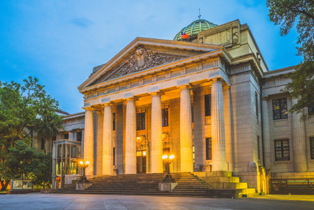 National Taiwan Museum in Taipei at nightのeditorial素材