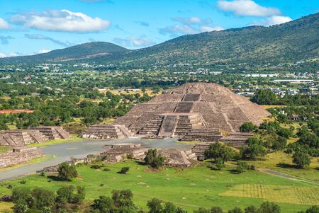 Pyramid of moon in Teotihuacan, mexicoの写真素材