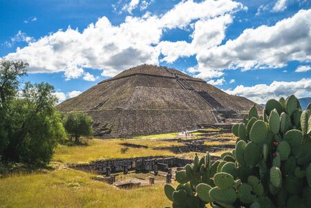 Pyramid of sun in Teotihuacan, mexicoの写真素材