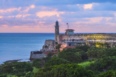 Morro Castle in havana (habana), cuba  at duskのeditorial素材