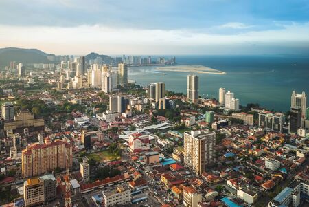 skyline of george town in penang, malaysiaの写真素材