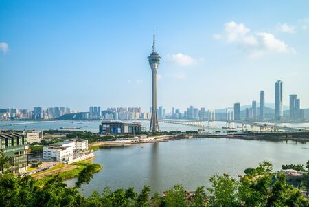 scenery of macau at west bay lake in chinaのeditorial素材