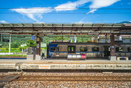 Yuli, Taiwan - May 30, 2020: Train at the platform of Yuli railway station, a railway station located on the Taitung line and is operated by Taiwan Railways Administrationのeditorial素材