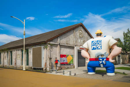 Kaohsiung, Taiwan - July, 28, 2019: Pier 2 Art Center, originally an abandoned warehouse site built in 1973. Now it becomes the most popular cultural spot in Kaohsiungのeditorial素材