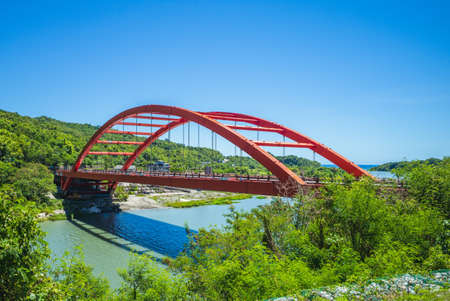 Changhong Bridge over the Xiuguluan River in Hualien, Taiwanの写真素材