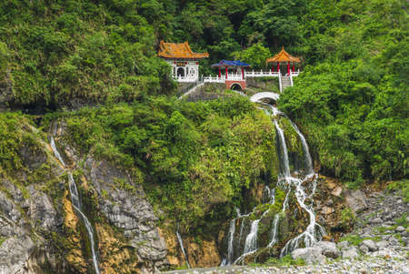 Scenery of Taroko at Eternal Spring Shrine in Hualien, taiwan. The translation of the chinese text is Eternal Spring Shrineの写真素材