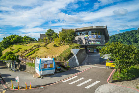 August 18, 2020: Maokong gondola station, the terminal station of the Maokong Gondola of the Taipei Rapid Transit System, located in the middle of maokong tea plantations in Taipei city, Taiwan.のeditorial素材
