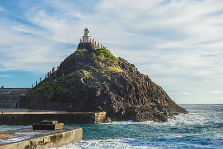 old lanyu lighthouse at Kaiyuan Harbor, lanyu, taiwanの写真素材
