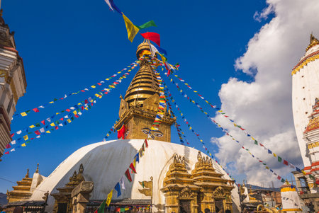 Swayambhunath, aka monkey temple, in kathmandu, nepalの写真素材