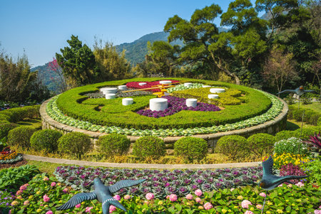 flower clock at yangming park in taipei, taiwan