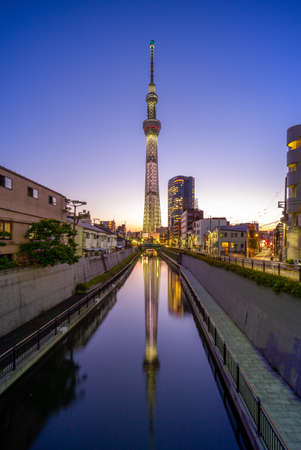 June 13, 2019: Tokyo Skytree, a broadcasting and observation tower in Sumida, Tokyo, japan. It became the tallest structure in Japan in 2010, and now is the tallest tower in the world with 634 meters.のeditorial素材