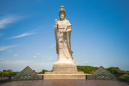 statue of the sea god, mazu at nangan island, matsu, taiwanの写真素材