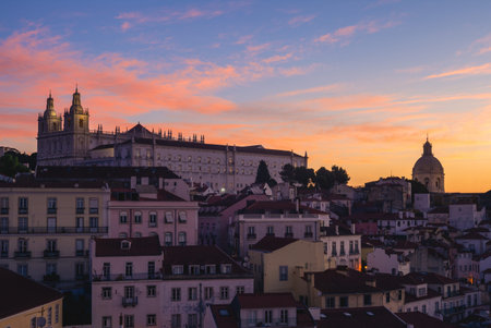 skyline of alfama district in lisbon, capital of portugal