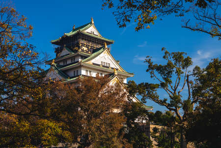 Main keep, Tenshu, of Osaka Castle at osaka city, japanのeditorial素材