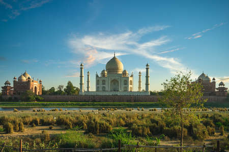 unesco heritage world site Taj Mahal in Agra, India at duskのeditorial素材