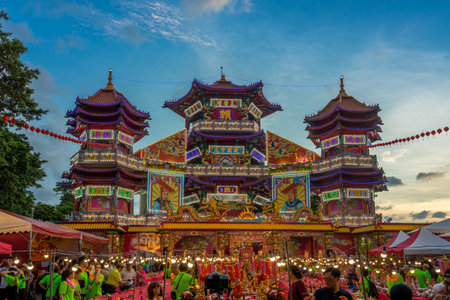 Keelung, Taiwan - August 25, 2018: Keelung Zhongyuan Ghost Festival, the largest Ghost Festival celebration in Taiwanのeditorial素材
