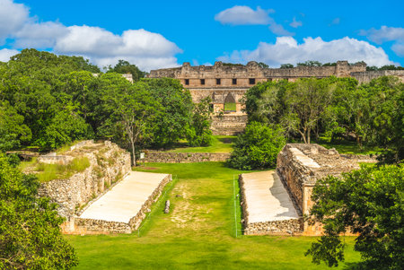 Nunnery and Pyramid of the Magician, uxmal, mexicoのeditorial素材