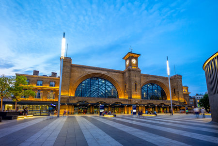 night view of king cross station in london, ukのeditorial素材