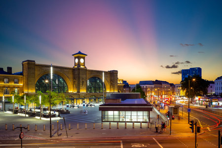 night view of king cross station in london, ukのeditorial素材
