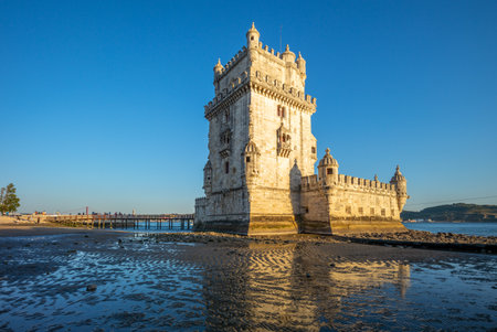 belem tower in belem district of lisbonのeditorial素材