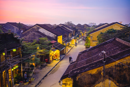 view over hoi an ancient town in vietnam, an unesco world heritage siteのeditorial素材