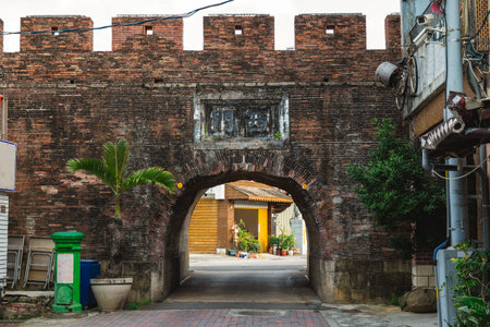 west gate of Hengchun old city at Pingtung city in Taiwan. Translation: west gateのeditorial素材