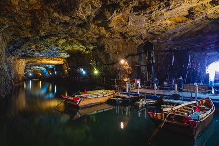 Tourist boat jetty of Beihai Tunnel in nangan, Matsu, Taiwanのeditorial素材