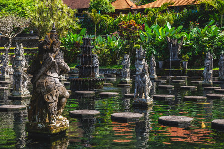 Tirta Gangga, a former royal palace in eastern Bali, Indonesiaの写真素材