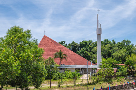 Sacred Heart Cathedral built in 1979 and located in Kota Kinabalu, Sabah, east Malaysiaの写真素材