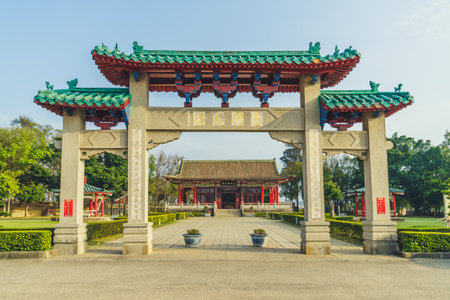 March 2, 2019: The Koxinga Shrine, aka Yanping Junwang Temple, located in Kinmen county, Taiwan. It is built in memory of the work and achievement of Cheng Cheng Kung, the pioneer of Taiwan.のeditorial素材
