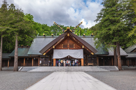 Main hall of Hokkaido shrine located in Sapporo, Japanのeditorial素材