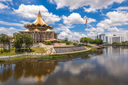 New Sarawak State Legislative Assembly Building in Kuching, Sarawak, Borneo, Malaysia. Translation: State Legislative Assemblyのeditorial素材