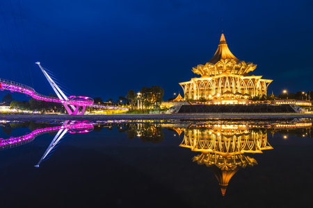New Sarawak State Legislative Assembly Building in Kuching, Sarawak, Borneo, Malaysia. Translation: State Legislative Assemblyのeditorial素材