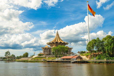New Sarawak State Legislative Assembly Building in Kuching, Sarawak, Borneo, Malaysia.のeditorial素材