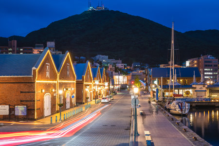 June 7, 2023: Kanemori Red Brick Warehouse, built in 1909 was the first commercial warehouse in Hakodate, Hokkaido, Japan. Now it is a commercial complex consisting of four facilities.のeditorial素材