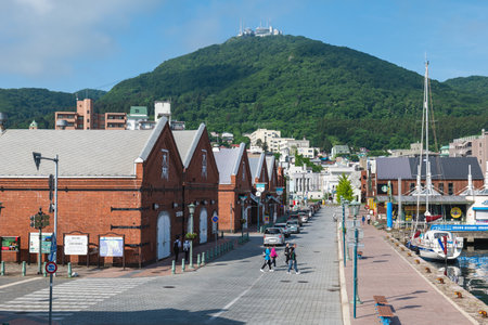 June 8, 2023: Kanemori Red Brick Warehouse, built in 1909 was the first commercial warehouse in Hakodate, Hokkaido, Japan. Now it is a commercial complex consisting of four facilities.のeditorial素材