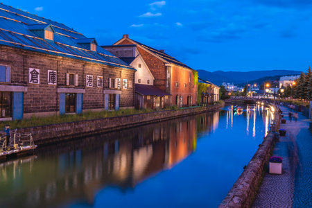 June 5, 2023: Otaru Canal, aka Otaru Unga, a landmark in Otaru City, Hokkaido, Japan. Construction began in 1914 and opened in 1923, it was a symbol of Hokkaido and financial and economic center.のeditorial素材