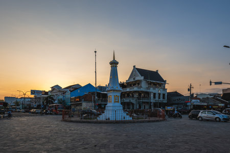 July 16, 2023: Tugu Yogyakarta, aka Golong Gilig Monument, is a historical icon of Yogyakarta, Indonesia built by Sri Sultan Hamengkubuwono I in 1775. It was built in the spirit of unity of the peopleのeditorial素材