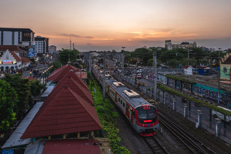 July 16, 2023: Yogyakarta railway station, aka Tugu Station, a railway station located in center Yogyakarta, Indonesia and designated as a cultural heritage by the Government of the Special Region.のeditorial素材