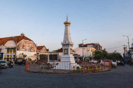July 16, 2023: Tugu Yogyakarta, aka Golong Gilig Monument, is a historical icon of Yogyakarta, Indonesia built by Sri Sultan Hamengkubuwono I in 1775. It was built in the spirit of unity of the peopleのeditorial素材