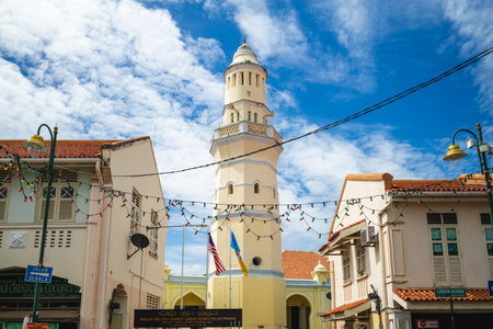 December 9, 2019: Acheen Street Mosque, aka Lebuh Aceh Mosque, was built in 1808 at George Town, Penang, Malaysia. It was an important gathering and meeting place for Malay and Arab business man.のeditorial素材