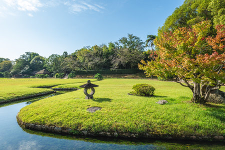 Korakuen, one of the Three Great Gardens of Japan located in Okayama cityの写真素材