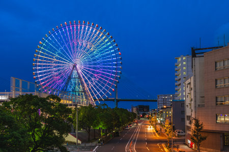 Tempozan Ferris Wheel located in Osaka, Japan, at Tempozan Harbor Villageのeditorial素材