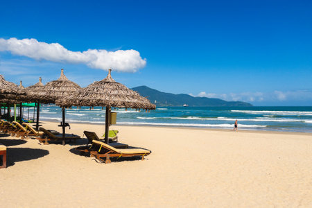 Scenery of My Khe Beach located in Da Nang, central Vietnamの写真素材