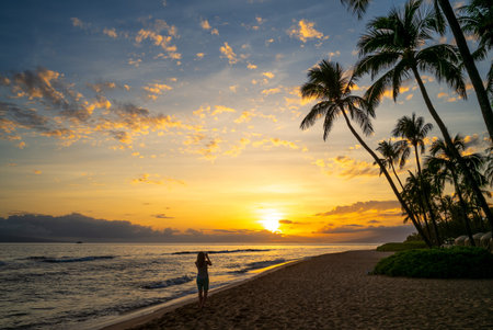 scenery of kaanapali beach at maui island in hawaii, united statesの写真素材