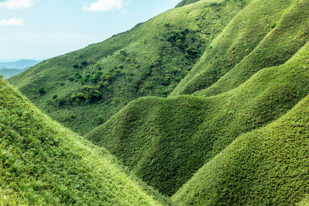 scenery of Sanjiaolun mount, aka matcha mountain, in Jiaoxi township, taiwan